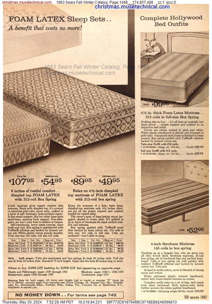 1963 Sears Fall Winter Catalog, Page 1498