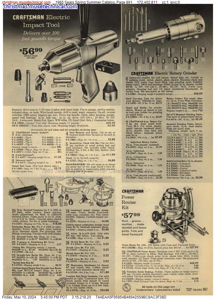 1965 Sears Spring Summer Catalog, Page 891