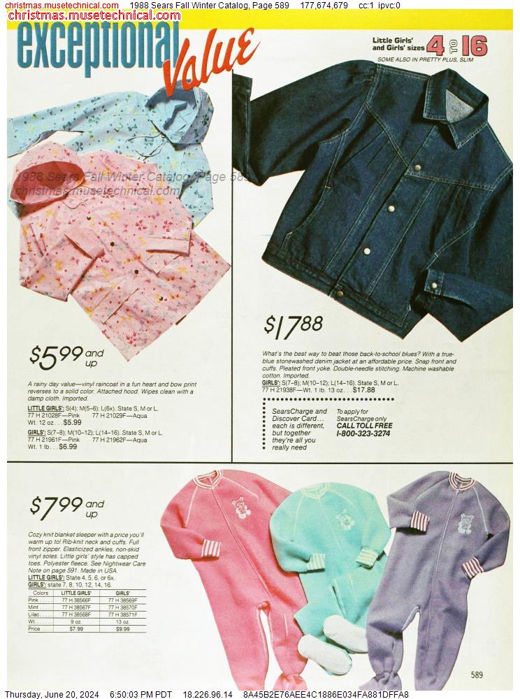 1988 Sears Fall Winter Catalog, Page 589