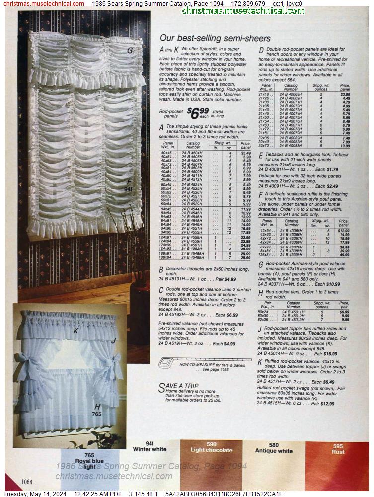 1986 Sears Spring Summer Catalog, Page 1094