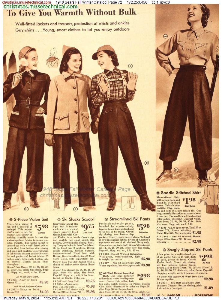 1940 Sears Fall Winter Catalog, Page 72