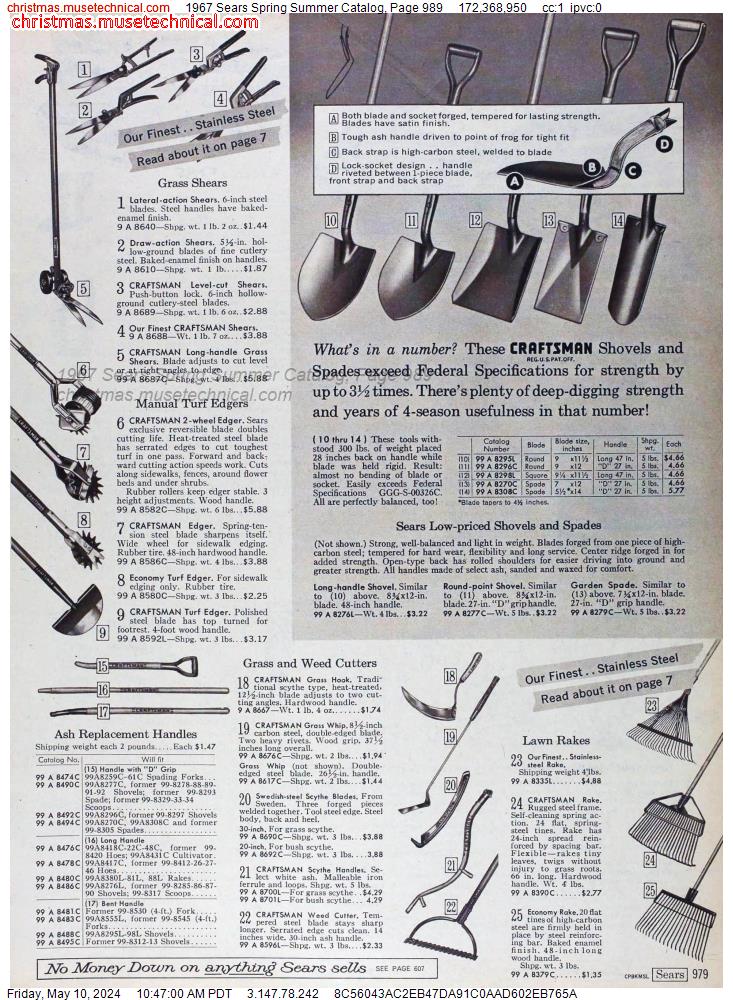 1967 Sears Spring Summer Catalog, Page 989