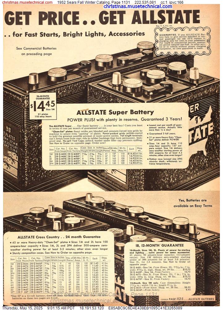1952 Sears Fall Winter Catalog, Page 1131