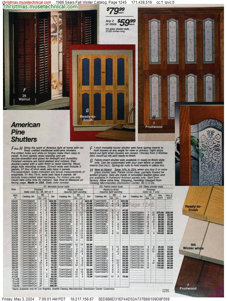 1986 Sears Fall Winter Catalog, Page 1245