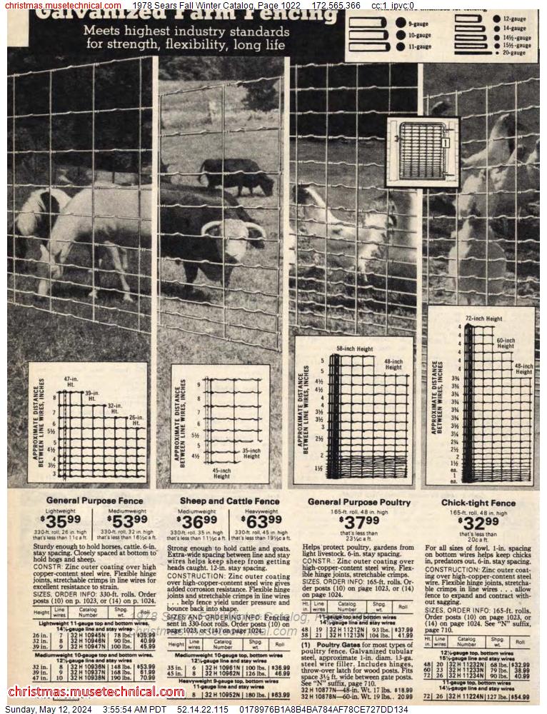 1978 Sears Fall Winter Catalog, Page 1022