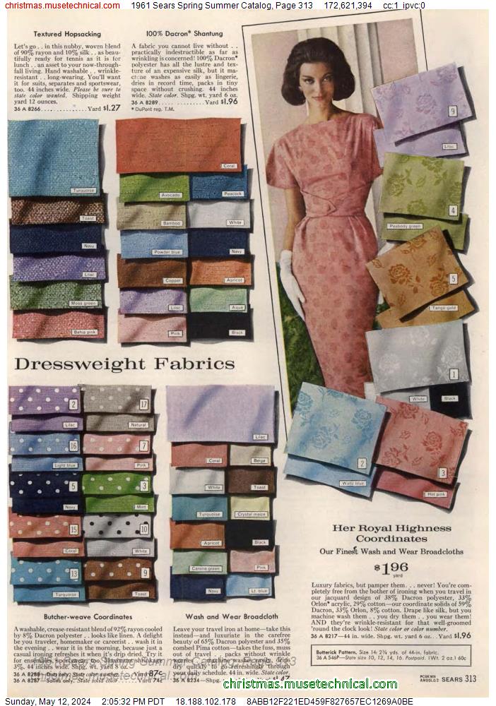 1961 Sears Spring Summer Catalog, Page 313