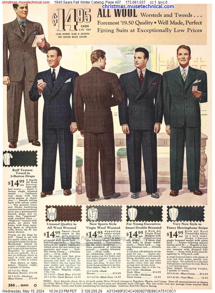 1940 Sears Fall Winter Catalog, Page 407