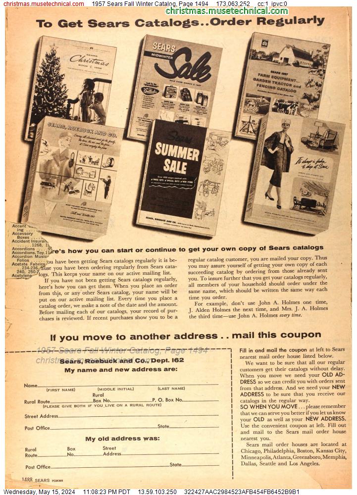 1957 Sears Fall Winter Catalog, Page 1494