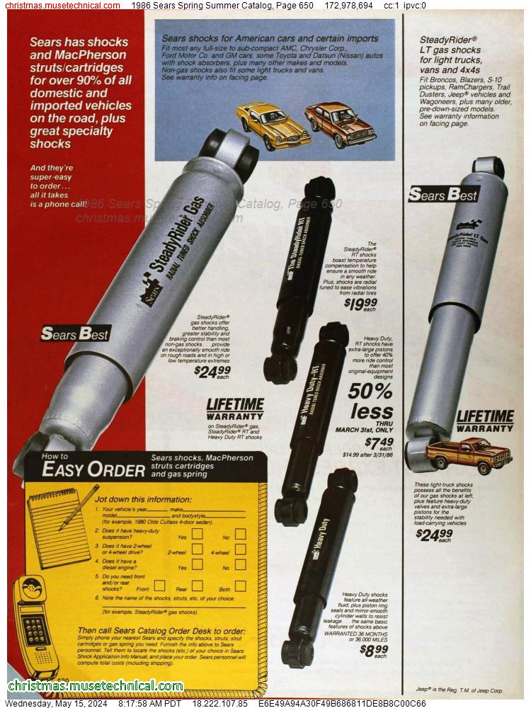 1986 Sears Spring Summer Catalog, Page 650