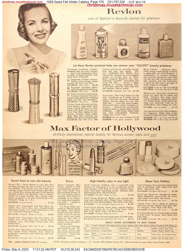 1956 Sears Fall Winter Catalog, Page 176