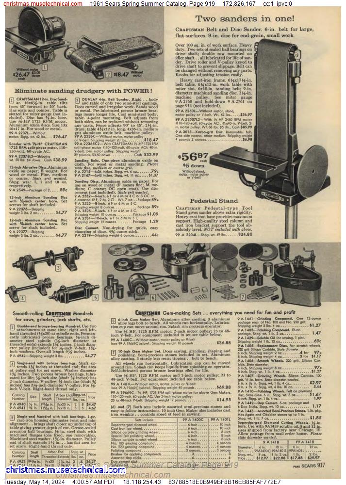 1961 Sears Spring Summer Catalog, Page 919
