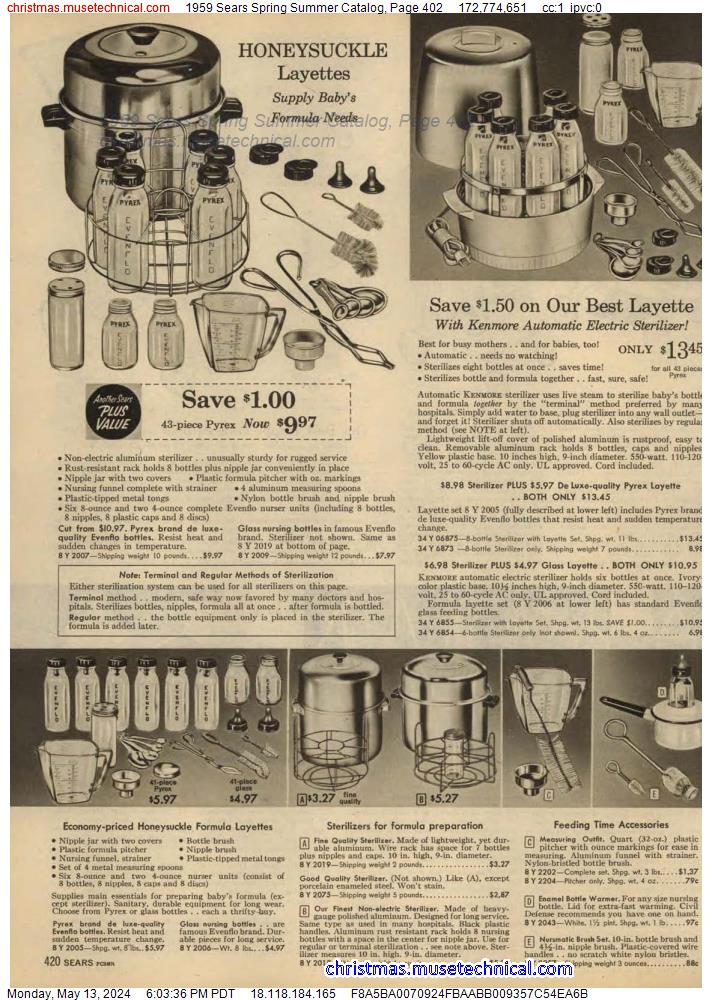 1959 Sears Spring Summer Catalog, Page 402