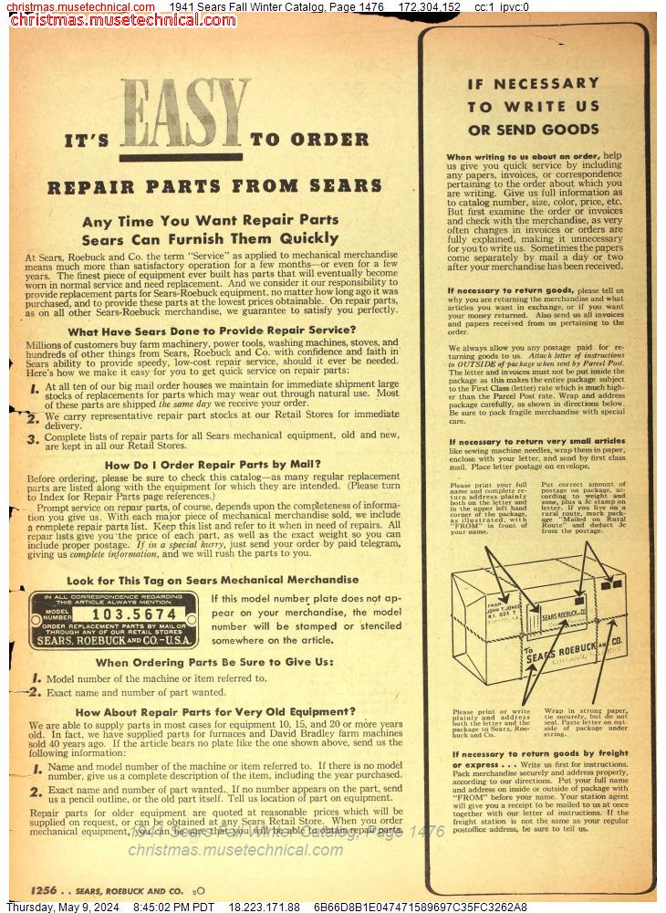 1941 Sears Fall Winter Catalog, Page 1476