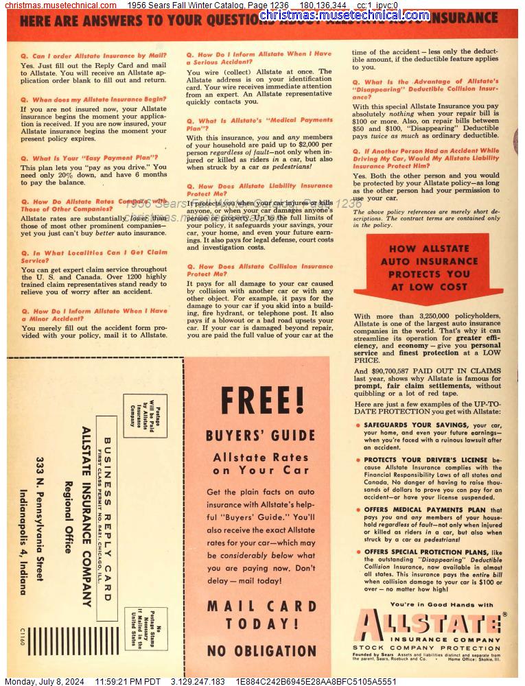 1956 Sears Fall Winter Catalog, Page 1236