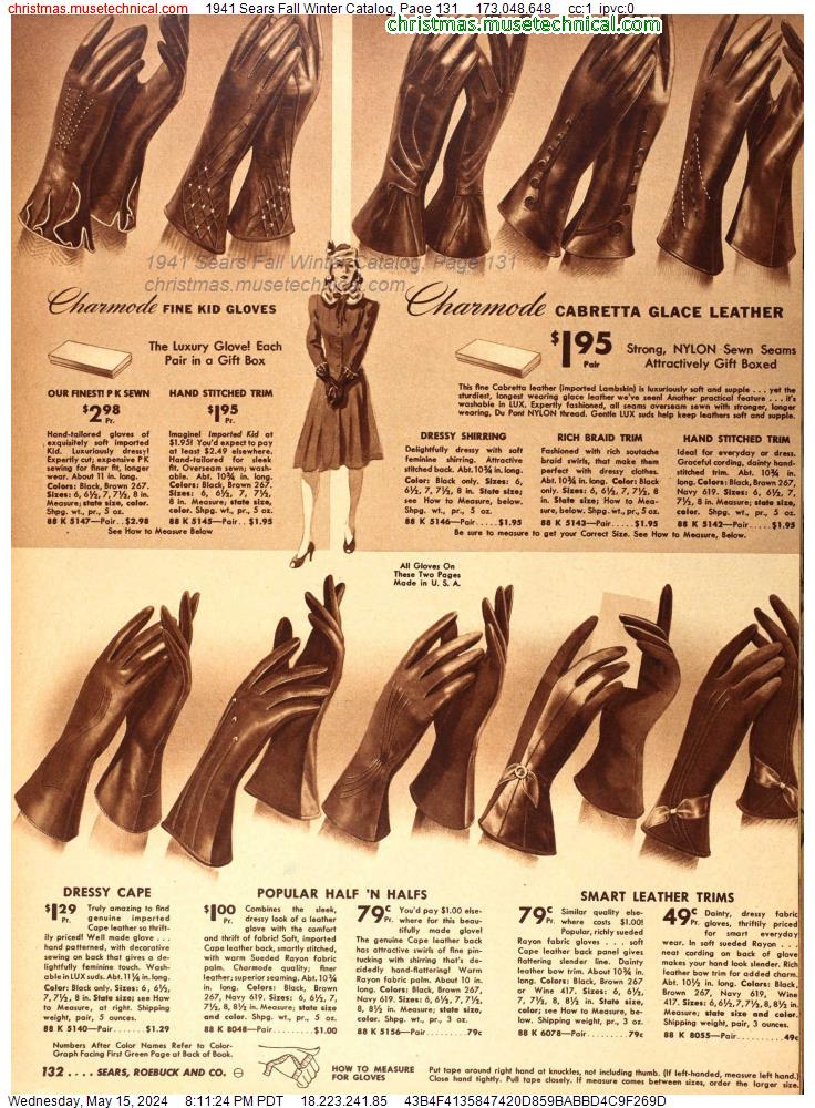 1941 Sears Fall Winter Catalog, Page 131