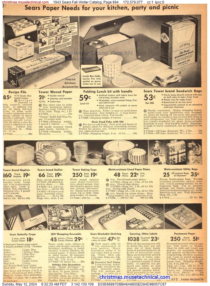 1943 Sears Fall Winter Catalog, Page 694