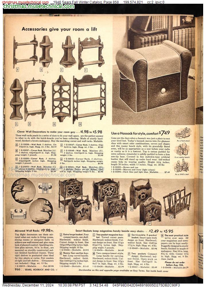 1946 Sears Fall Winter Catalog, Page 858