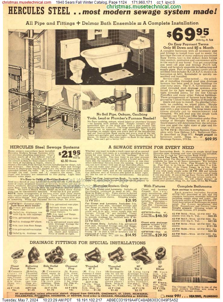 1940 Sears Fall Winter Catalog, Page 1124