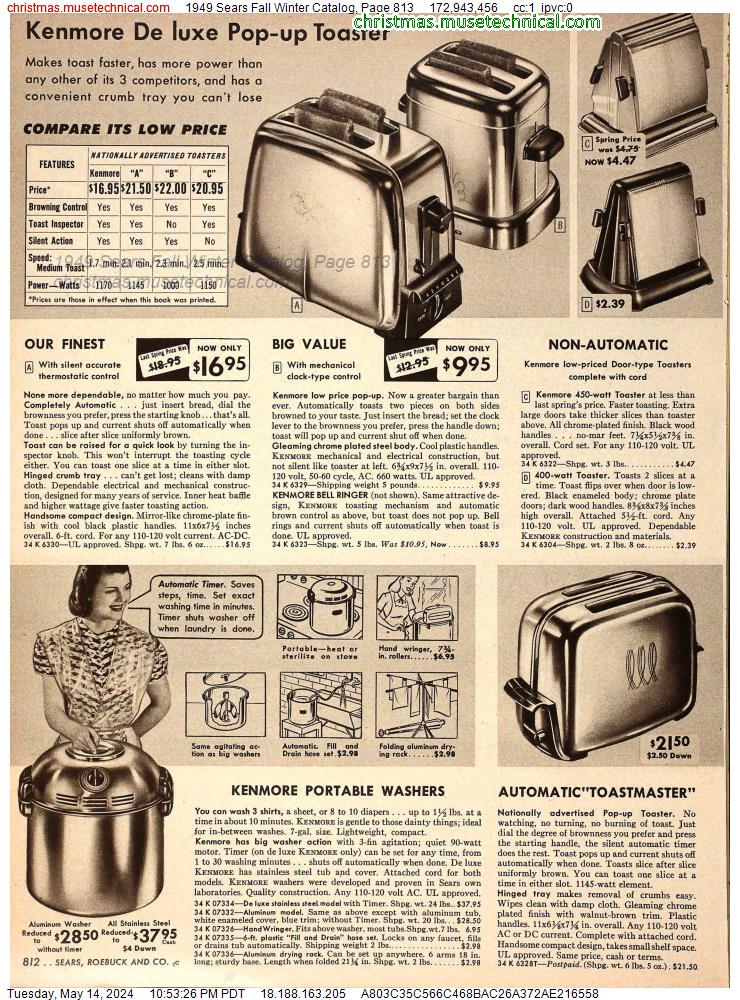 1949 Sears Fall Winter Catalog, Page 813