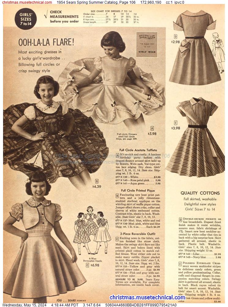 1954 Sears Spring Summer Catalog, Page 106
