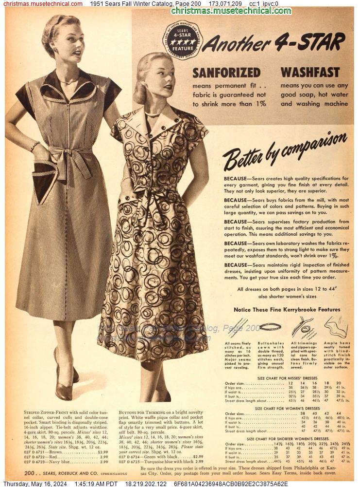 1951 Sears Fall Winter Catalog, Page 200