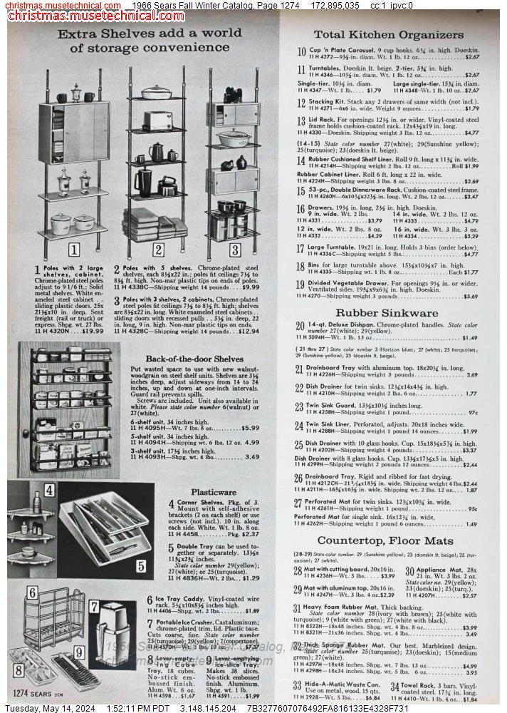 1966 Sears Fall Winter Catalog, Page 1274
