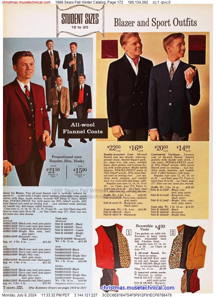 1966 Sears Fall Winter Catalog, Page 172
