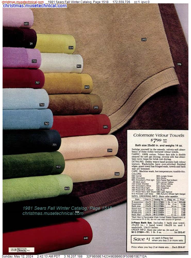 1981 Sears Fall Winter Catalog, Page 1518