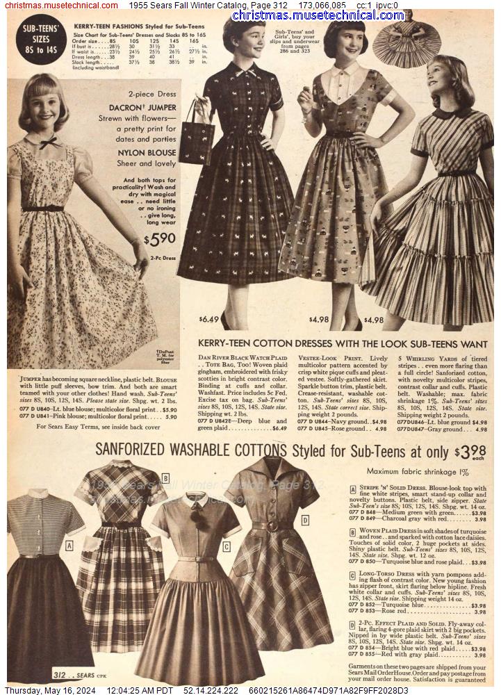 1955 Sears Fall Winter Catalog, Page 312