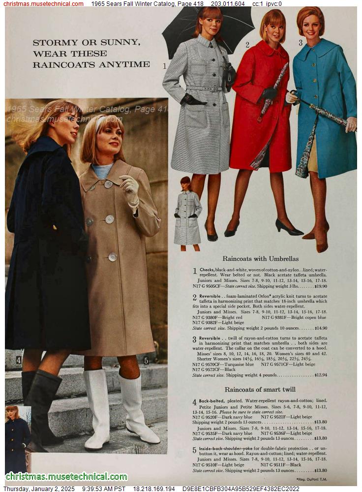 1965 Sears Fall Winter Catalog, Page 418