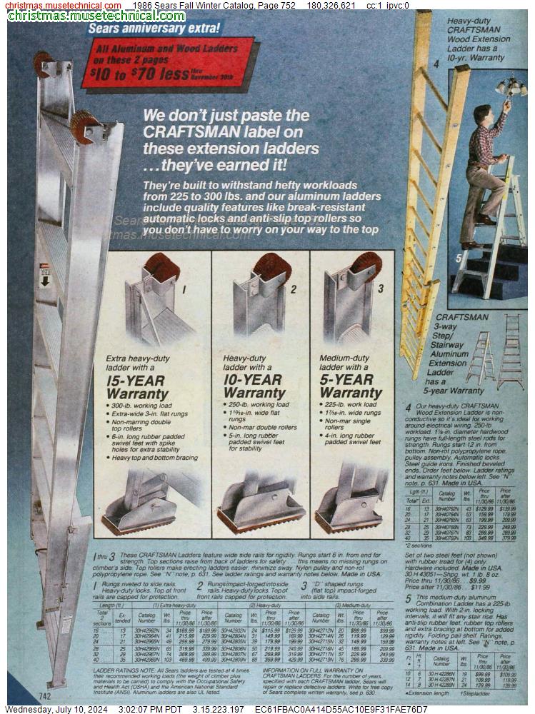 1986 Sears Fall Winter Catalog, Page 752