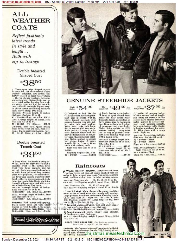 1970 Sears Fall Winter Catalog, Page 705