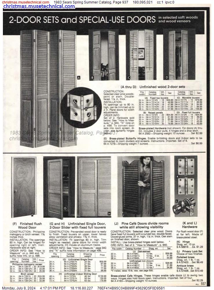 1983 Sears Spring Summer Catalog, Page 937