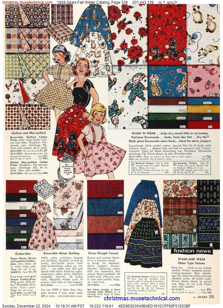 1958 Sears Fall Winter Catalog, Page 339