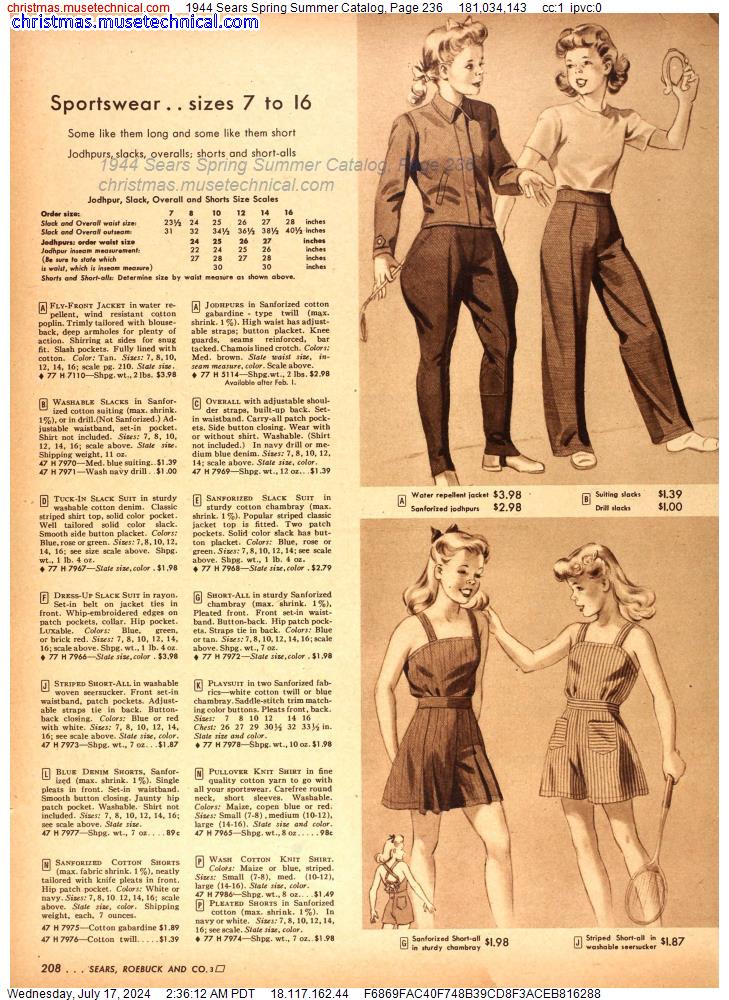 1944 Sears Spring Summer Catalog, Page 236