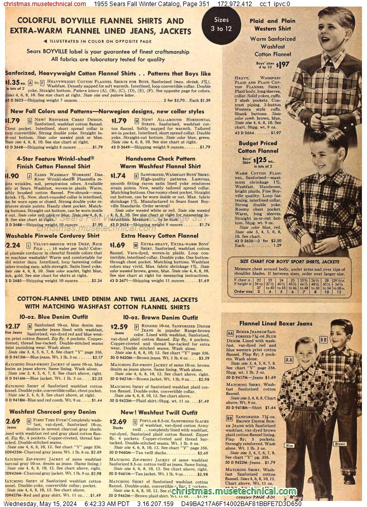 1955 Sears Fall Winter Catalog, Page 351