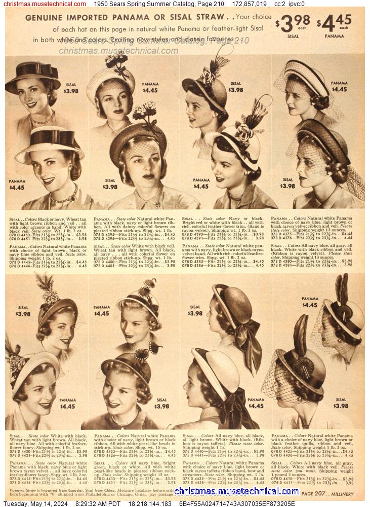 1950 Sears Spring Summer Catalog, Page 210