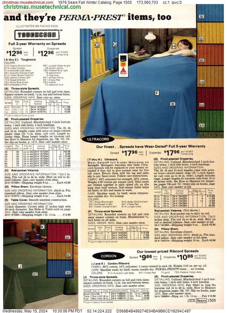 1976 Sears Fall Winter Catalog, Page 1505