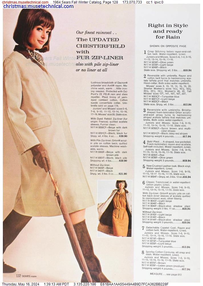 1964 Sears Fall Winter Catalog, Page 128
