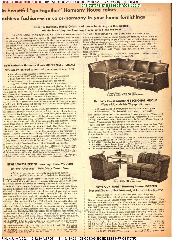 1952 Sears Fall Winter Catalog, Page 754