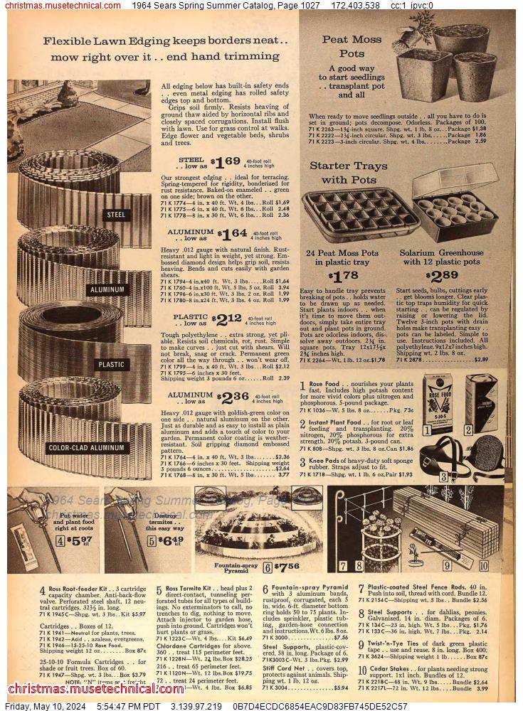 1964 Sears Spring Summer Catalog, Page 1027