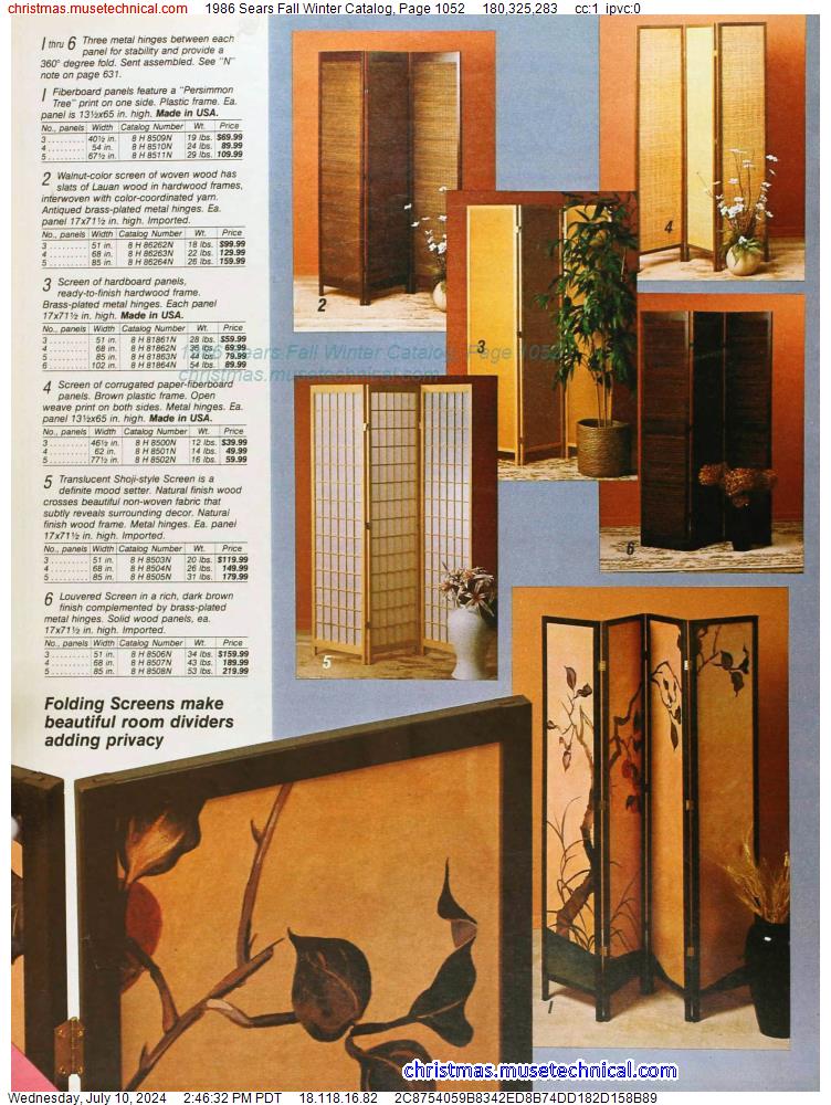 1986 Sears Fall Winter Catalog, Page 1052