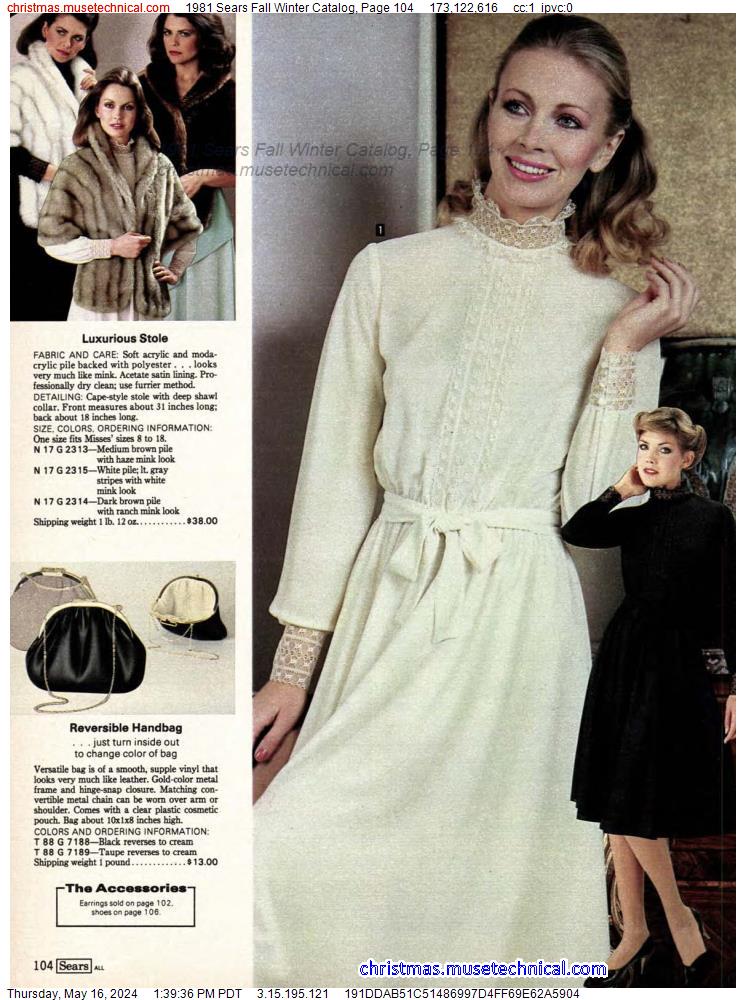 1981 Sears Fall Winter Catalog, Page 104