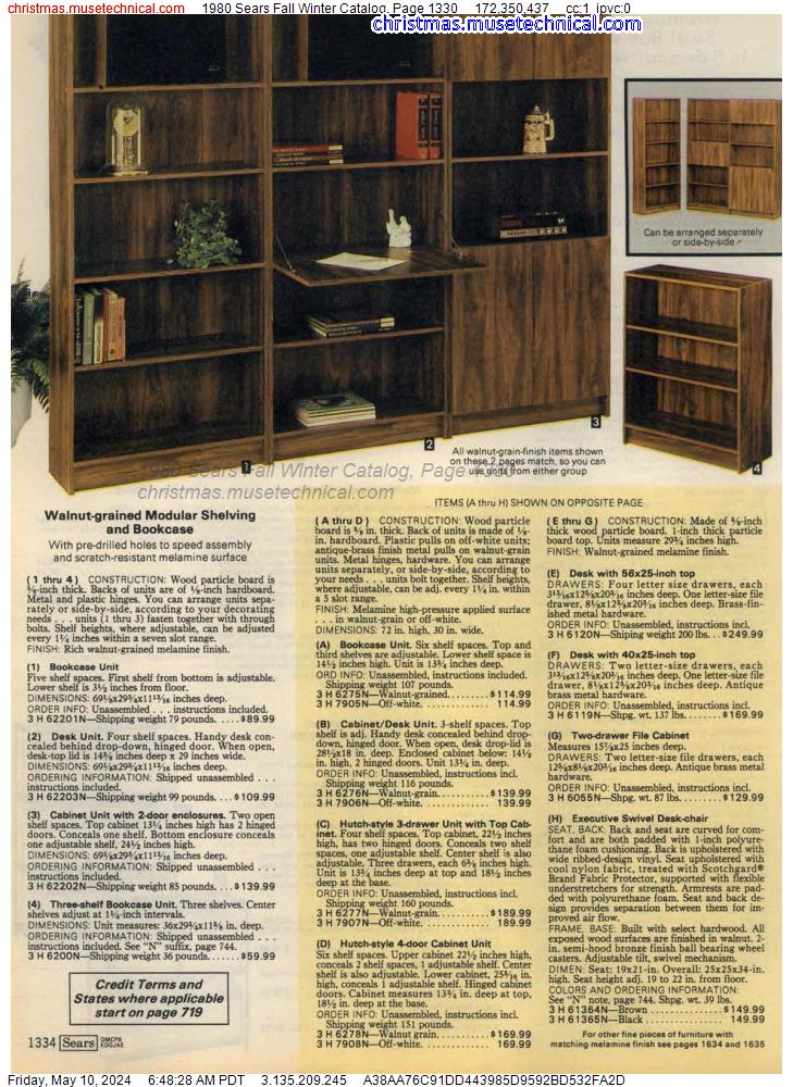 1980 Sears Fall Winter Catalog, Page 1330