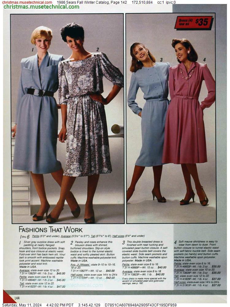 1986 Sears Fall Winter Catalog, Page 142