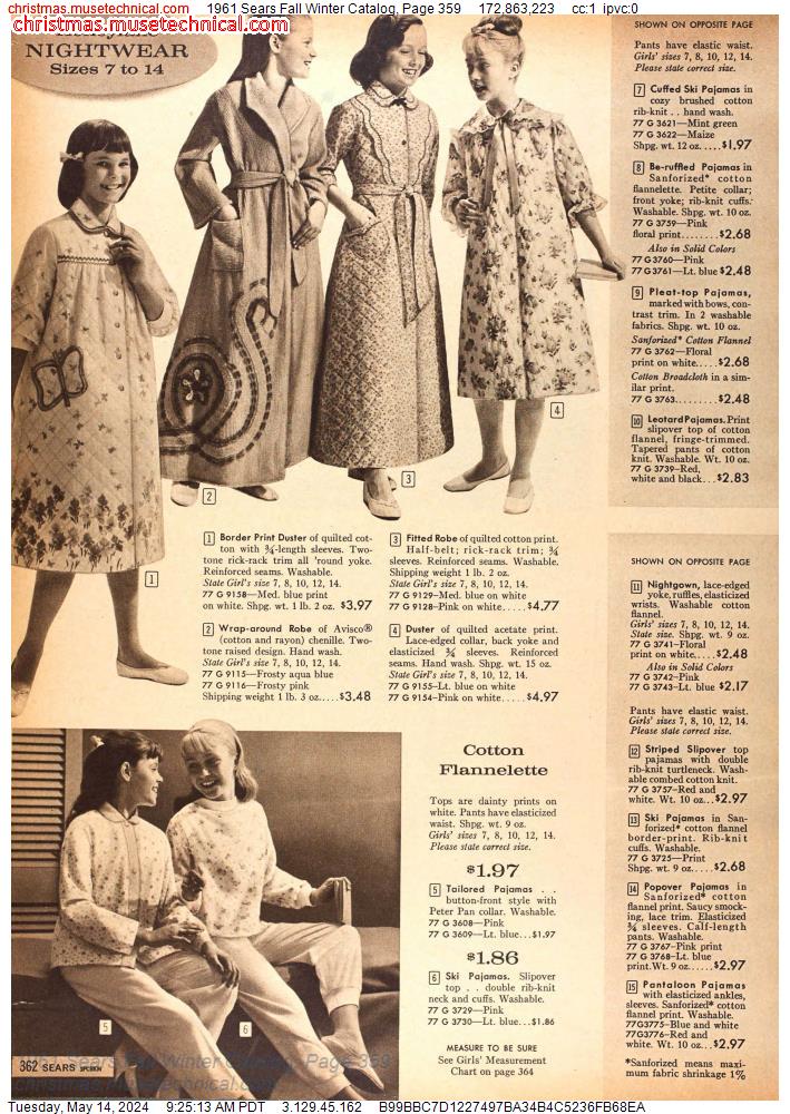 1961 Sears Fall Winter Catalog, Page 359