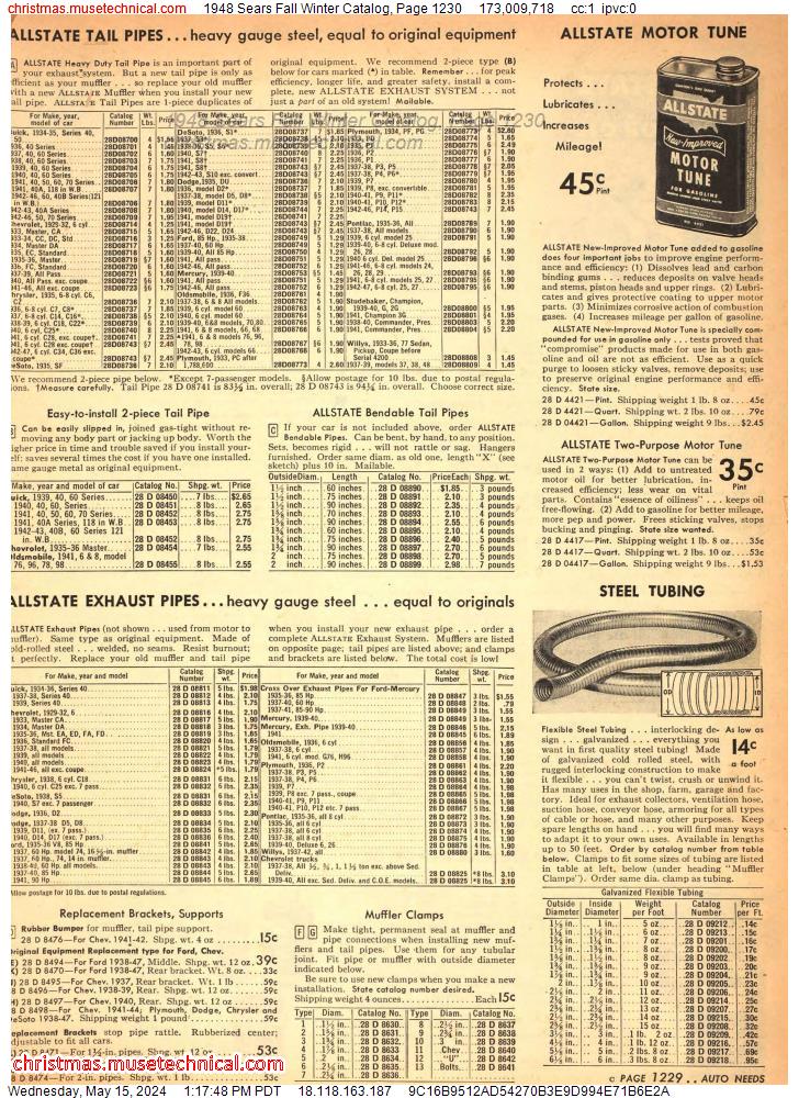 1948 Sears Fall Winter Catalog, Page 1230
