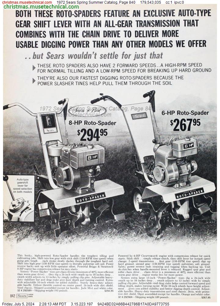 1972 Sears Spring Summer Catalog, Page 840