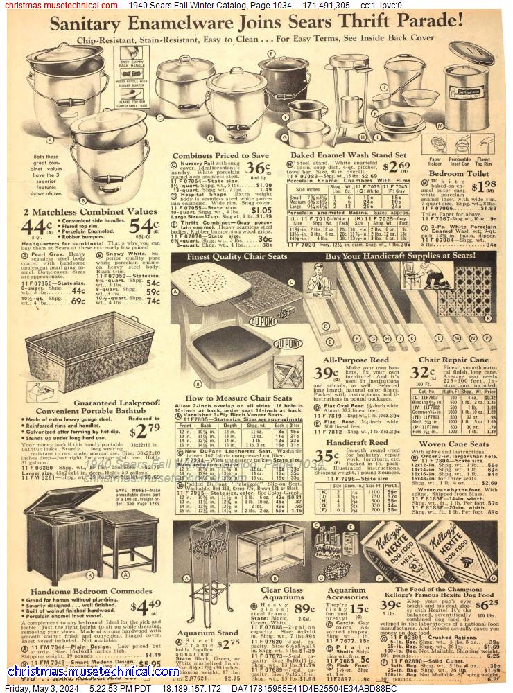 1940 Sears Fall Winter Catalog, Page 1034