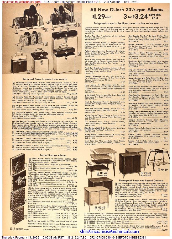 1957 Sears Fall Winter Catalog, Page 1011